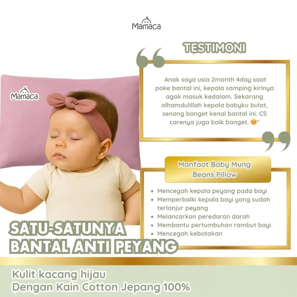 Mamaca Baby Pillow Bantal Anti Peyang Bayi Katun Jepang Premium