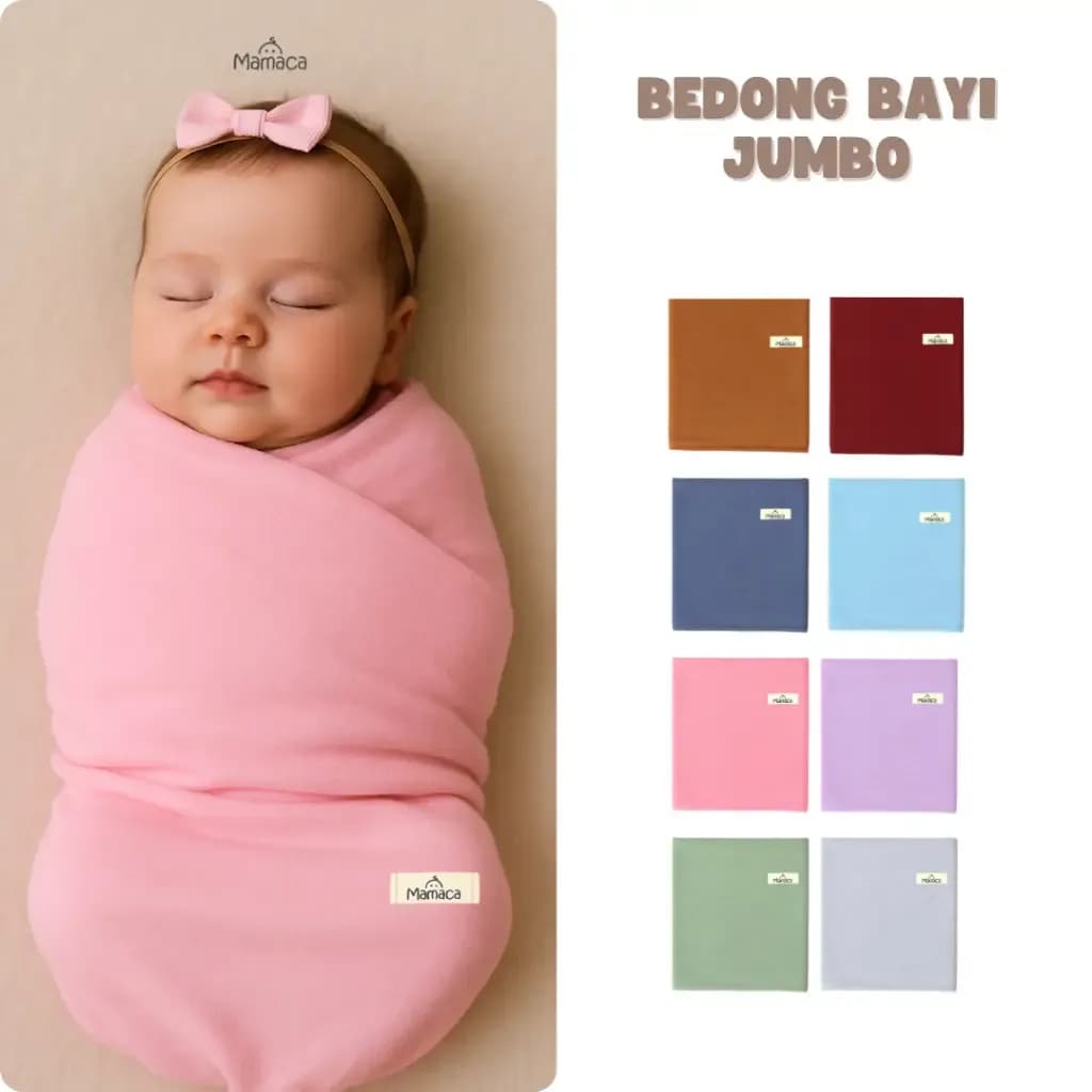 Mamaca Bedong Newborn Aluna Jumbo 110x80 Kaos Lembut Soft Double 24s Bedong Bayi Warna Netral